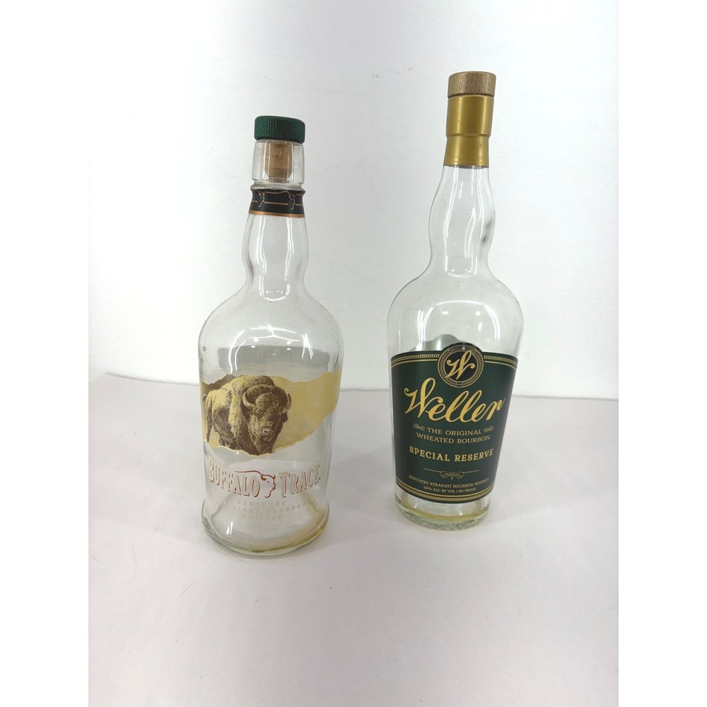 Lot of 2 Buffalo Trace Weller Special Reserve Empty 750ml Bourbon Whiskey Bottle